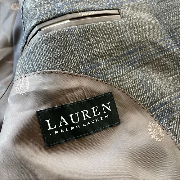 Lauren Ralph Lauren Black Label Men's Brown Blue Plaid Sports‎ Coat Size 40R - Picture 9 of 10